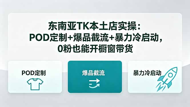 东南亚TK本土店实操：POD定制+爆品截流+暴力冷启动，0粉也能开橱窗带货-旺仔资源库