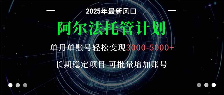 阿尔法托管计划 单账号月入3000-5000，长期稳定项目，新手小白轻松上手。-旺仔资源库