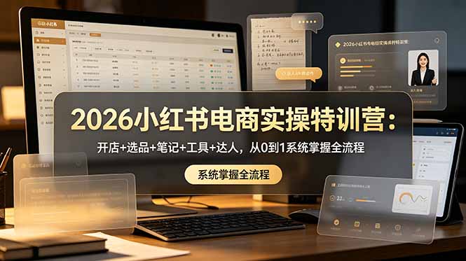 2026小红书电商实操特训营:开店+选品+笔记+工具+达人,从0到1系统掌握全流程-旺仔资源库