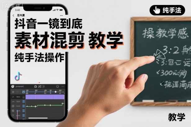 抖音一镜到底素材混剪教学，纯手法操作-旺仔资源库