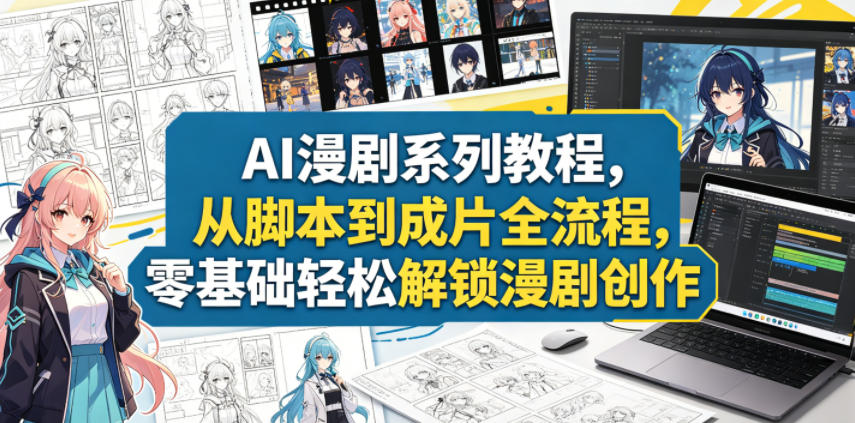 AI漫剧系列教程,从脚本到成片全流程,零基础轻松解锁漫剧创作-旺仔资源库