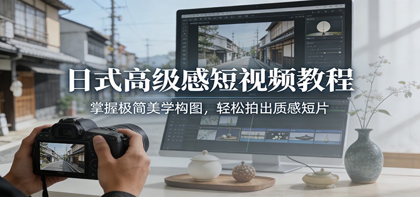 日式高级感短视频教程：掌握极简美学构图，轻松拍出质感短片-旺仔资源库