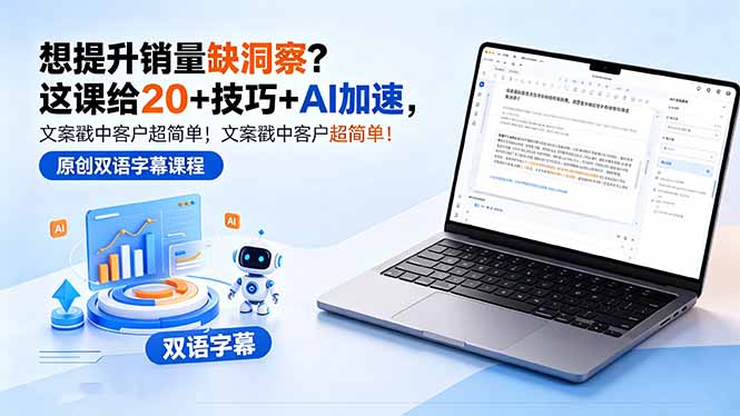 想提升销量缺洞察？这课给 20 + 技巧 + AI 加速，文案戳中客户超简单！【原创双语字幕】-旺仔资源库