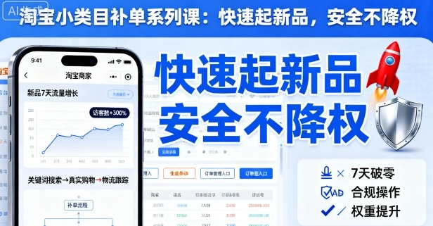 淘宝小类目补单系列课，快速起新品，安全不降权-旺仔资源库