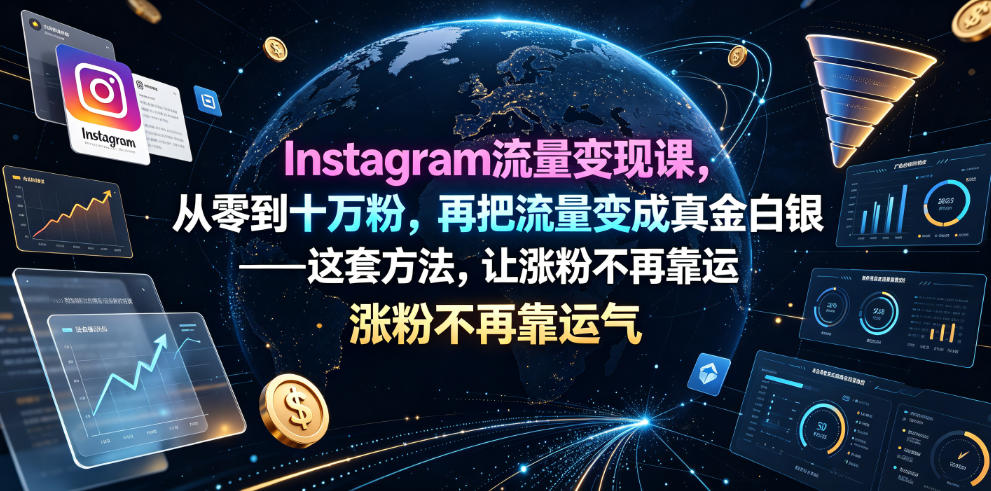 Instagram流量变现课,从零到十万粉,再把流量变成真金白银——这套方法,让涨粉不再靠运气【原创双语字幕】-旺仔资源库