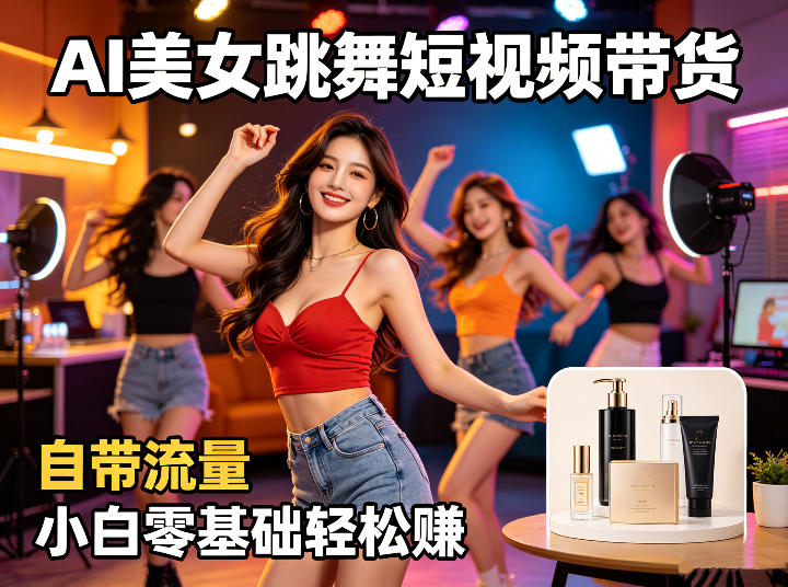 AI美女跳舞短视频带货：自带流量，小白零基础轻松賺，详细拆解-旺仔资源库