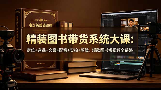 精装图书带货系统大课：定位+选品+文案+配音+实拍+剪辑，爆款图书短视频全链路-旺仔资源库