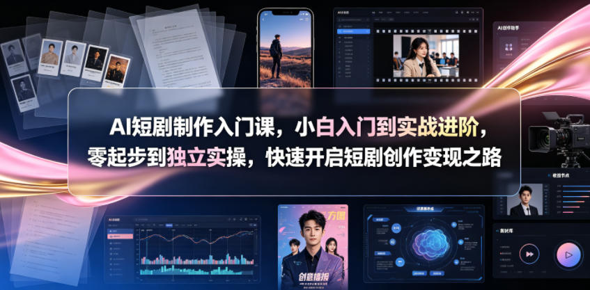 AI短剧制作入门课,小白入门到实战进阶,零起步到独立实操,快速开启短剧创作变现之路-旺仔资源库
