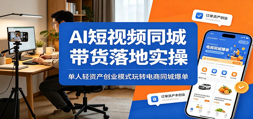 AI短视频同城带货落地实操：单人轻资产创业模式玩转电商同城爆单-旺仔资源库