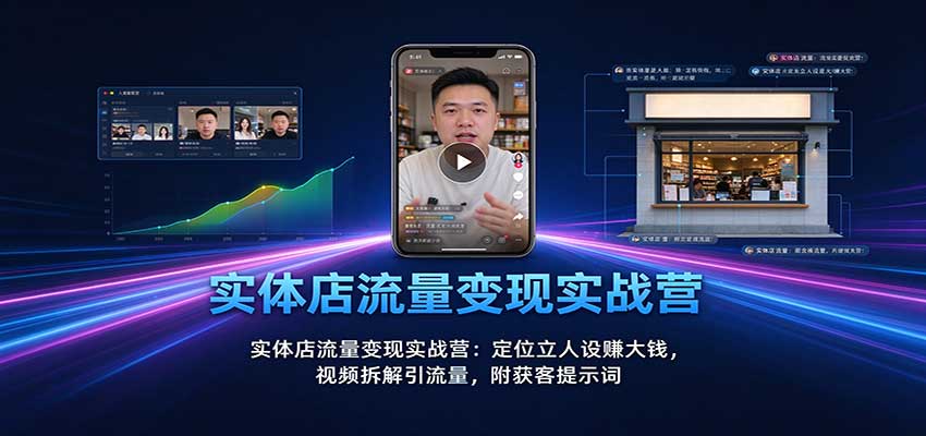 实体店流量变现实战营:定位立人设赚大钱,视频拆解引流量,附获客提示词-旺仔资源库