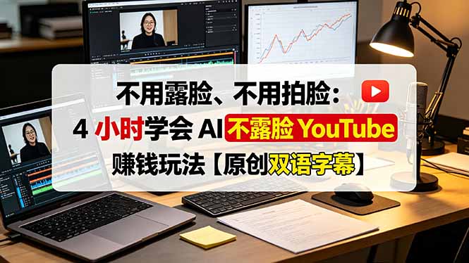 不用露脸、不用拍脸:4 小时学会 AI 不露脸 YouTube 赚钱玩法【原创双语字幕】-旺仔资源库