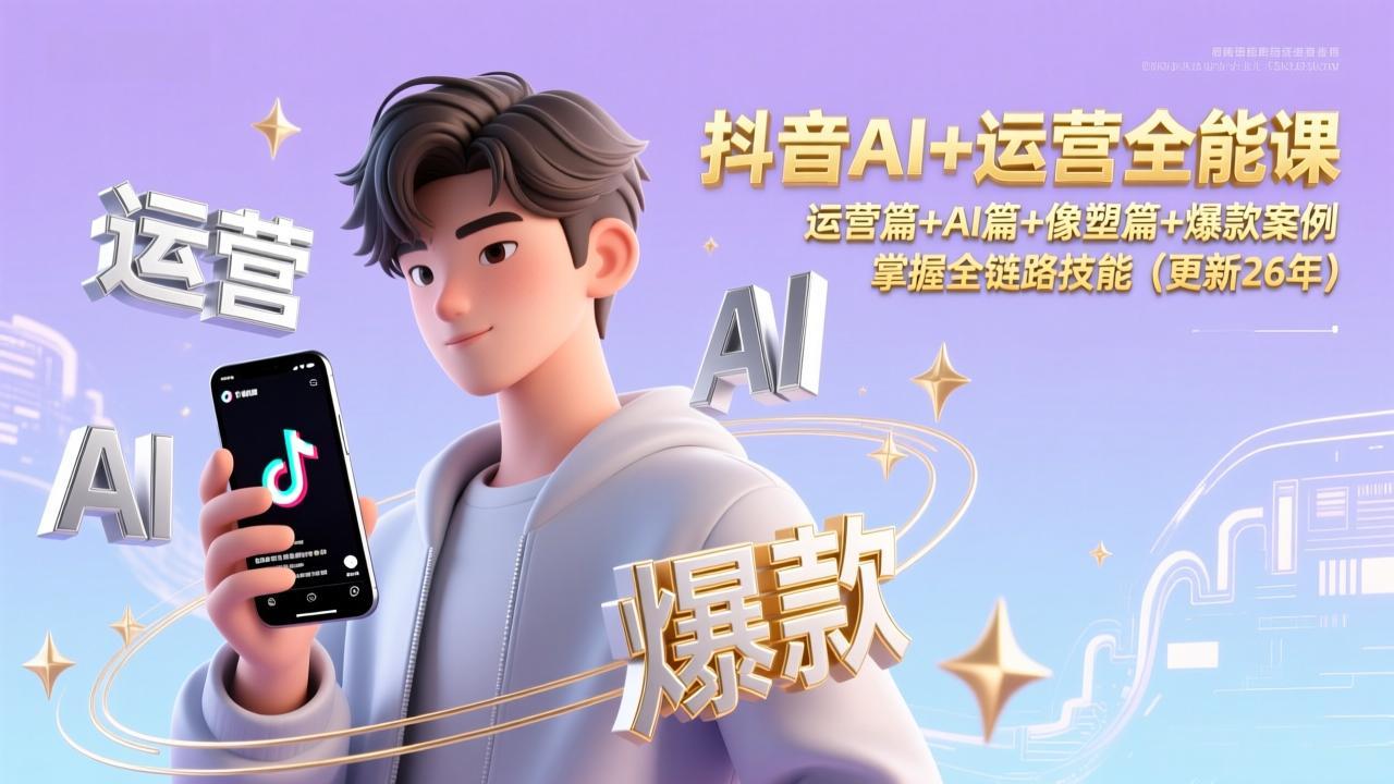 抖音AI+运营全能课，运营篇+AI篇+像塑篇+爆款案例，掌握全链路技能(更新26年-旺仔资源库