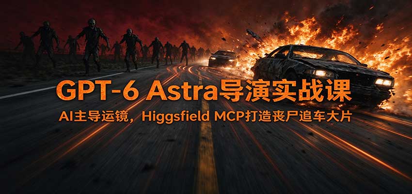 GPT-6 Astra导演实战课:AI主导运镜,Higgsfield MCP打造丧尸追车大片-旺仔资源库
