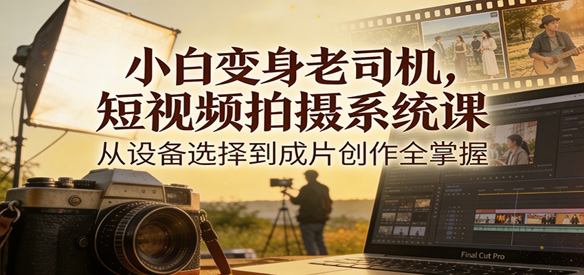 小白变身老司机，短视频拍摄系统课，从设备选择到成片创作全掌握-旺仔资源库