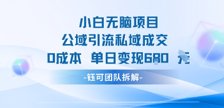 小白无脑项目公域引流私域成交0成本单日变现680米-旺仔资源库