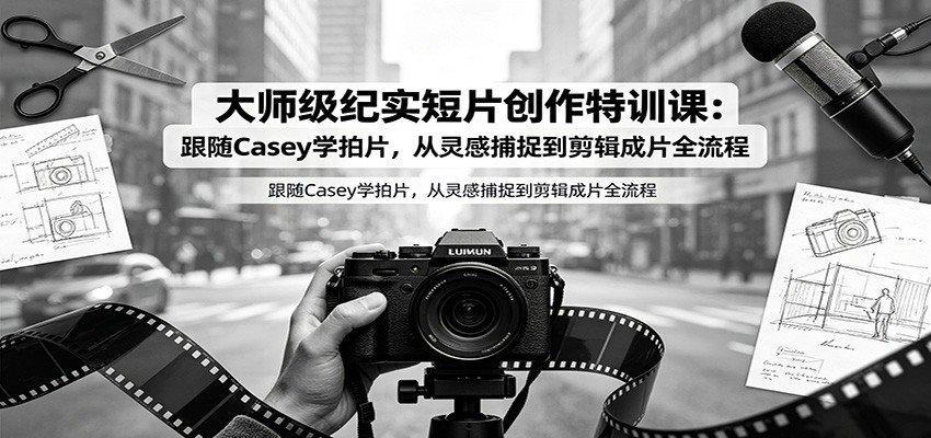 大师级纪实短片创作特训课:跟随Casey学拍片,从灵感捕捉到剪辑成片全流程-旺仔资源库
