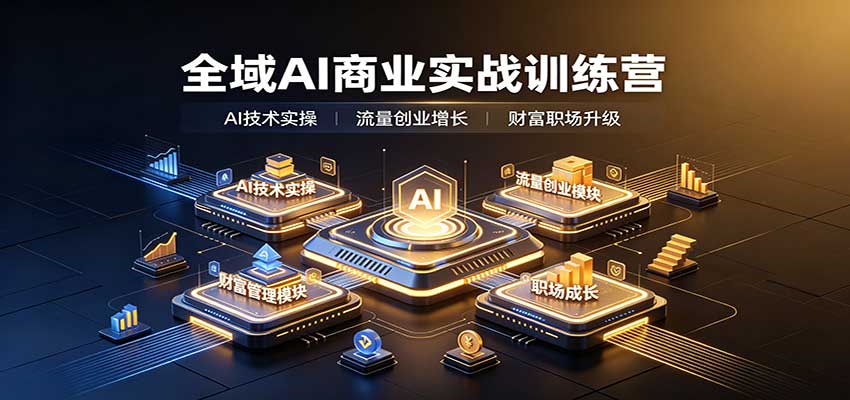 全域AI商业实战训练营:涵盖AI技术实操、流量创业、财富管理与职场成长全体系内容-旺仔资源库
