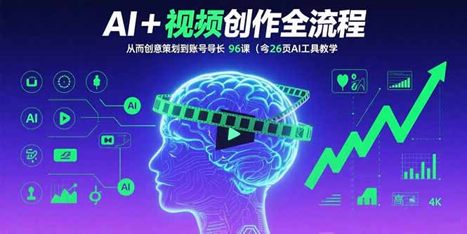 AI+短视频创作全流程：从创意策划到账号增长，96节课(含26项AI工具教学-旺仔资源库