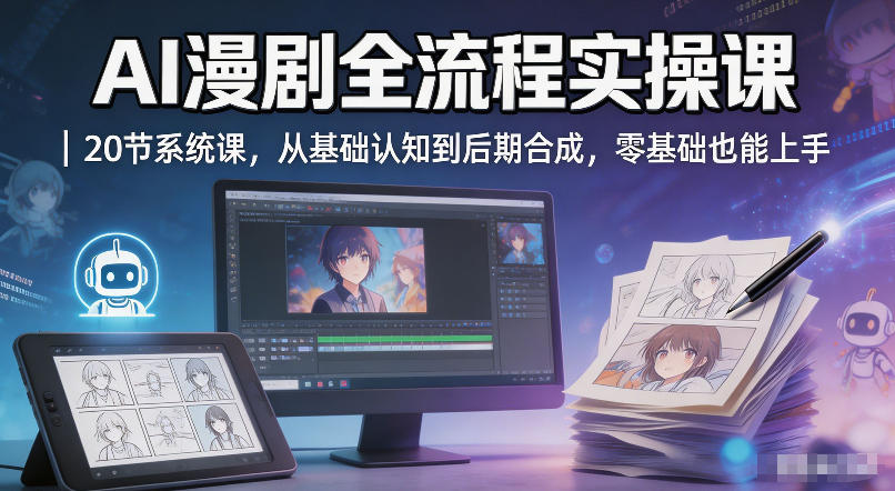AI漫剧全流程实操课｜20节系统课，从基础认知到后期合成，零基础也能上手-旺仔资源库