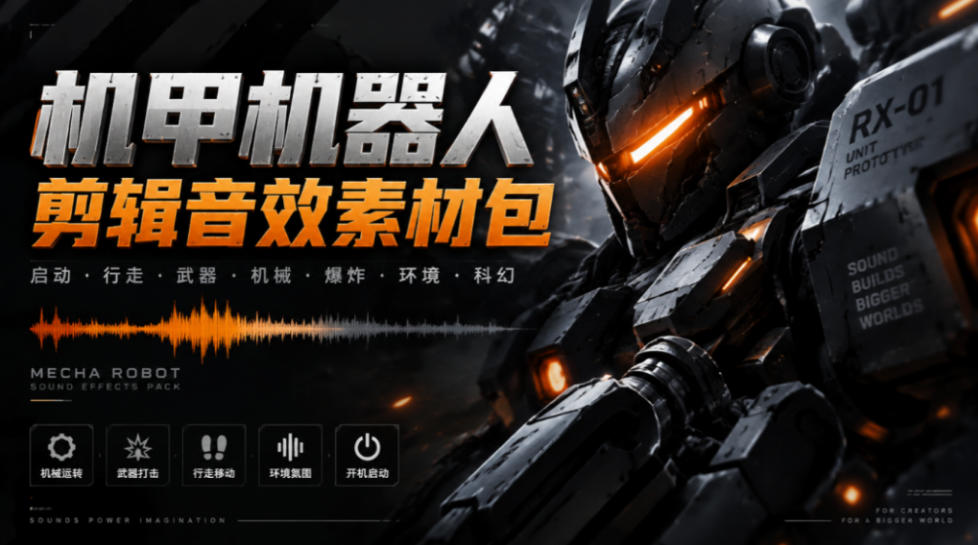 宝藏机甲音效合集!机甲机器人变形能量移动无损音效素材,全部中文汉化处理Boom Library Mechs&Robots Designed-旺仔资源库