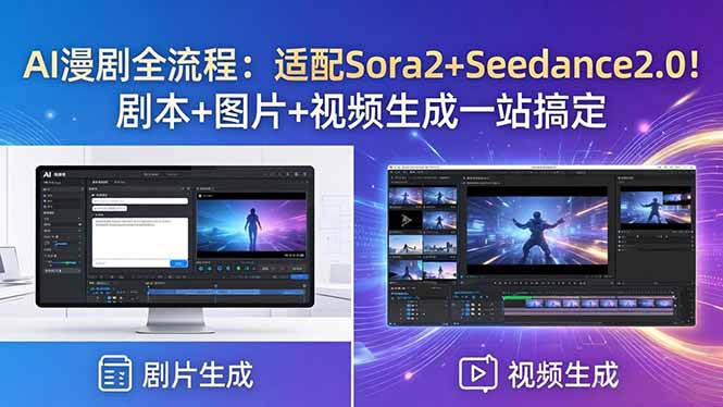 AI漫剧全流程：适配Sora2+Seedance2.0！剧本+图片+视频生成一站搞定-旺仔资源库