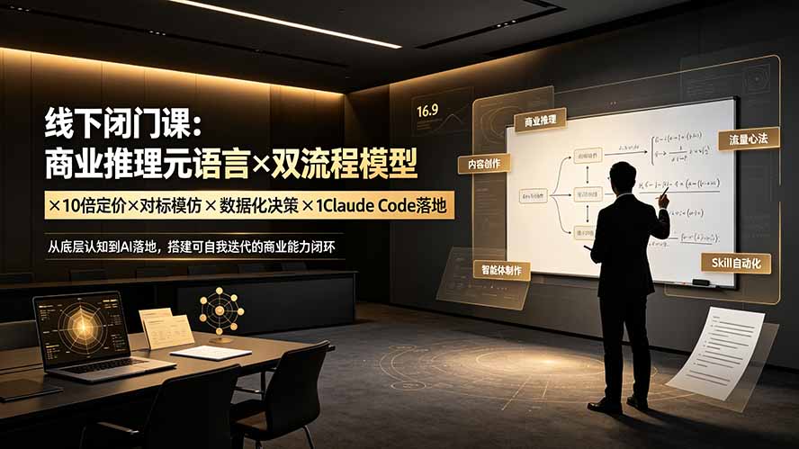 线下闭门课:商业推理元语言×双流程模型×10倍定价×对标模仿×数据化决策×Claude Code落地,击穿认知盲区-旺仔资源库