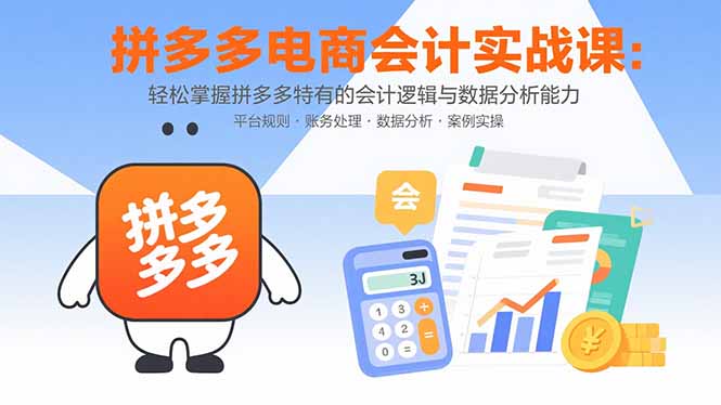 拼多多电商会计实战课：轻松掌握拼多多特有的会计逻辑与数据分析能力-旺仔资源库