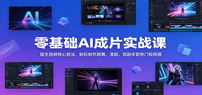 零基础AI成片实战课：图生视频核心技法，轻松制作跳舞、漫剧、短剧多款热门短视频-旺仔资源库