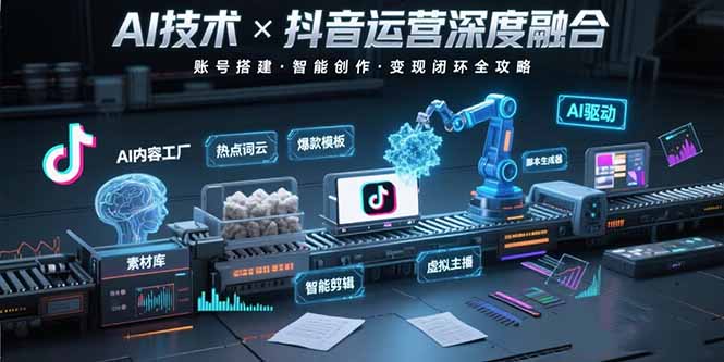 AI技术与抖音运营的深度融合应用：涵盖账号搭建、内容创作、收益变现等-旺仔资源库
