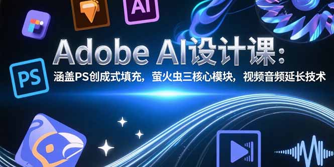 Adobe AI设计课：涵盖PS创成式填充，萤火虫三核心模块，视频音频延长技术-旺仔资源库