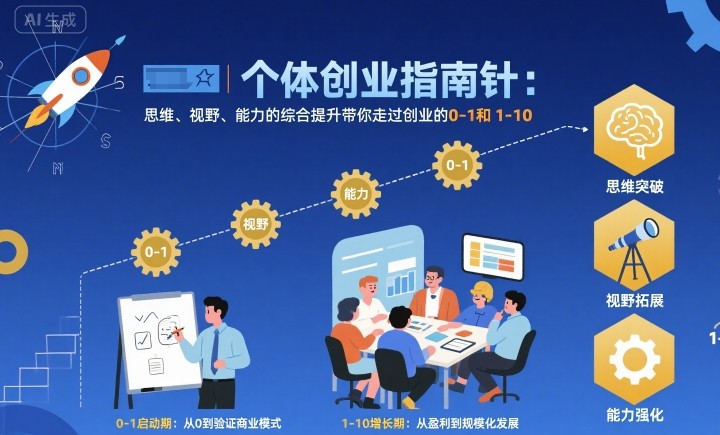 个体创业指南针，思维、视野、能力的综合提升带你走过创业的0-1和1-10【音频】-旺仔资源库