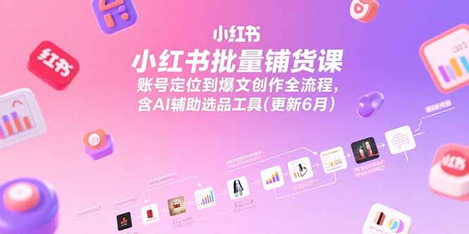 小红书批量铺货课，账号定位到爆文创作全流程，含AI辅助选品工具(更新6月-旺仔资源库