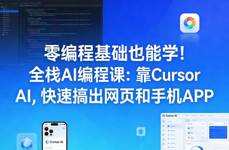 零编程基础也能学!全栈AI编程课:靠Cursor AI,快速搞出网页和手机APP-旺仔资源库