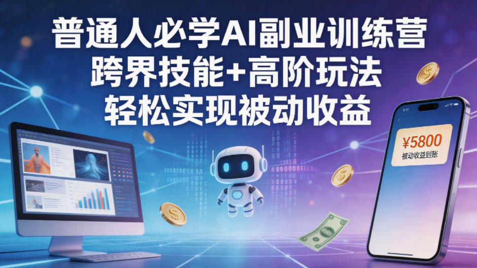 普通人必学AI副业训练营跨界技能+高阶玩法轻松实现被动收益-旺仔资源库