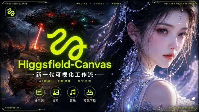 Higgsfield Canvas AI视频制作详解，节点式工作流搭建，重构新式视频创作完整教程-旺仔资源库