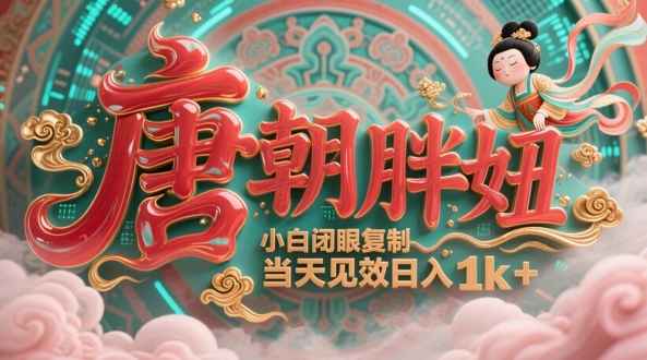 用AI克隆“唐朝胖妞”日更3条，平台疯狂推流，小白闭眼复制，当天见效，日入1k+-旺仔资源库