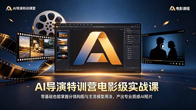 AI导演特训营电影级实战课,零基础也能掌握分镜构图与主流模型用法,产出专业质感AI短片-旺仔资源库
