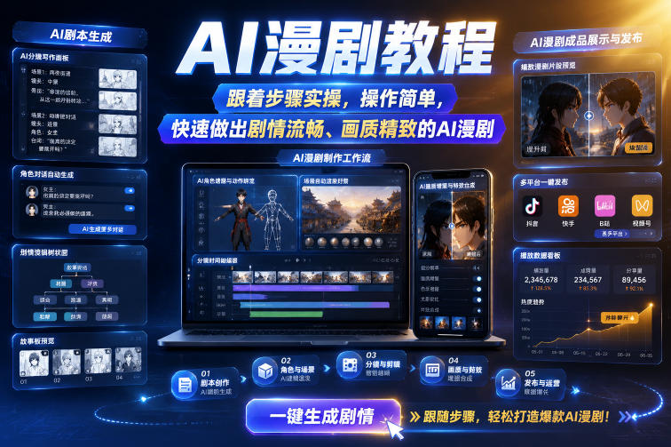 AI漫剧教程，跟着步骤实操，操作简单，快速做出剧情流畅、画质精致的AI漫剧-旺仔资源库