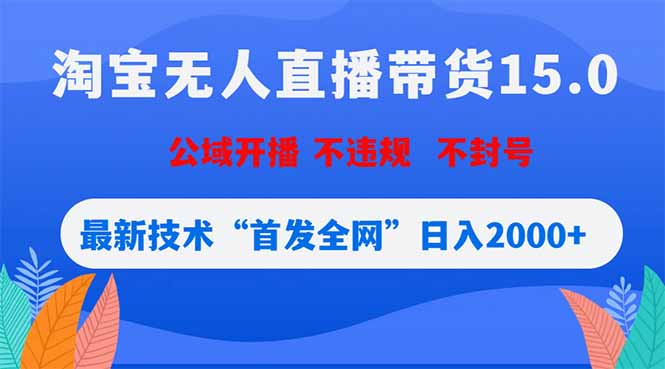 淘宝无人直播带货15.0，不封号，不违规，公域玩法，首发全网日入2000+-旺仔资源库