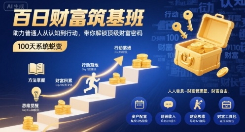 百日财富筑基班，助力普通人从认知到行动，带你解锁顶级财富密码-旺仔资源库