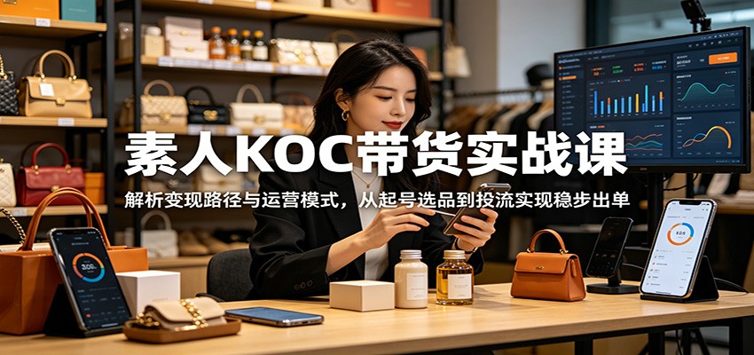 素人KOC带货实战课：解析变现路径与运营模式，从起号选品到投流实现稳步出单-旺仔资源库