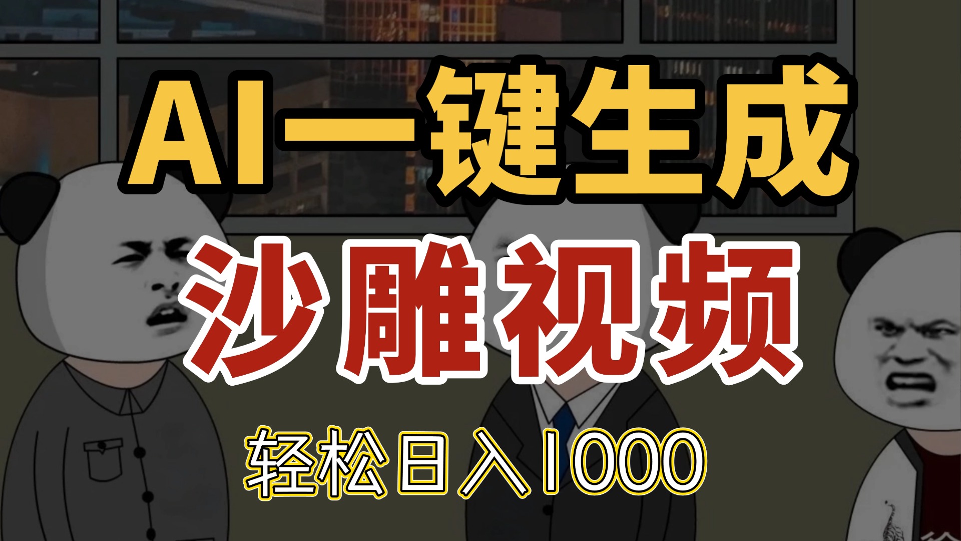 AI一键生成沙雕视频，一条视频千万播放，轻松日入1000-旺仔资源库