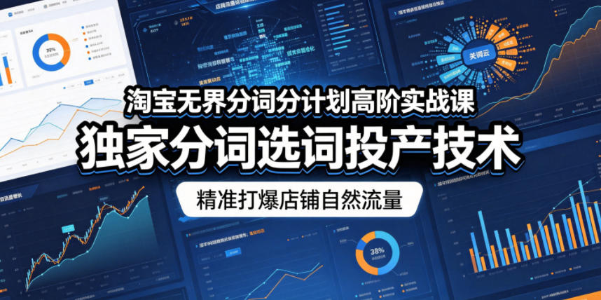 淘宝无界分词分计划高阶实战课,独家分词选词投产技术,精准打爆店铺自然流量-旺仔资源库