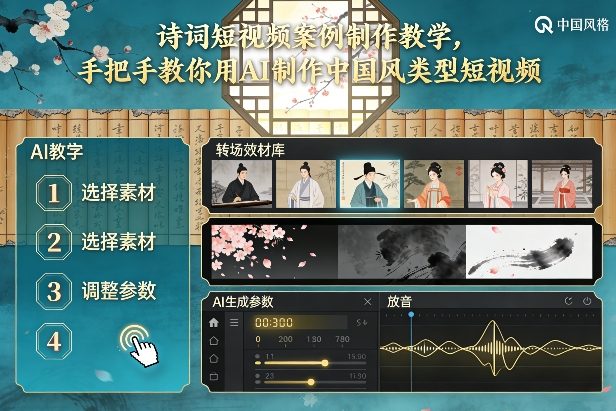 古诗词短视频案例制作教学，手把手教你用AI制作中国风类型短视频-旺仔资源库