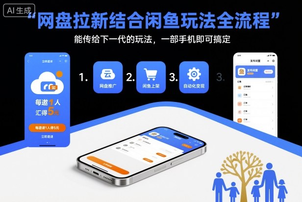 网盘拉新结合闲鱼玩法全流程，能传给下一代的玩法，一部手机即可搞定(附入口渠道以及实操教程)-旺仔资源库