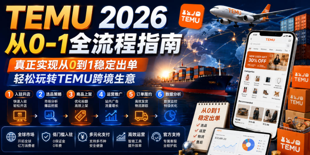 TEMU 2026从0-1全流程指南,真正实现从0到1稳定出单,轻松玩转TEMU跨境生意-旺仔资源库