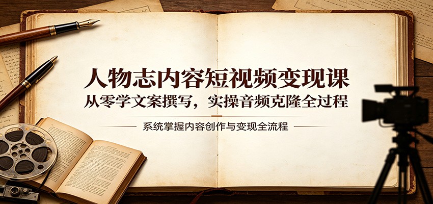 人物志内容短视频变现课：从零学文案撰写，实操音频克隆全过程-旺仔资源库