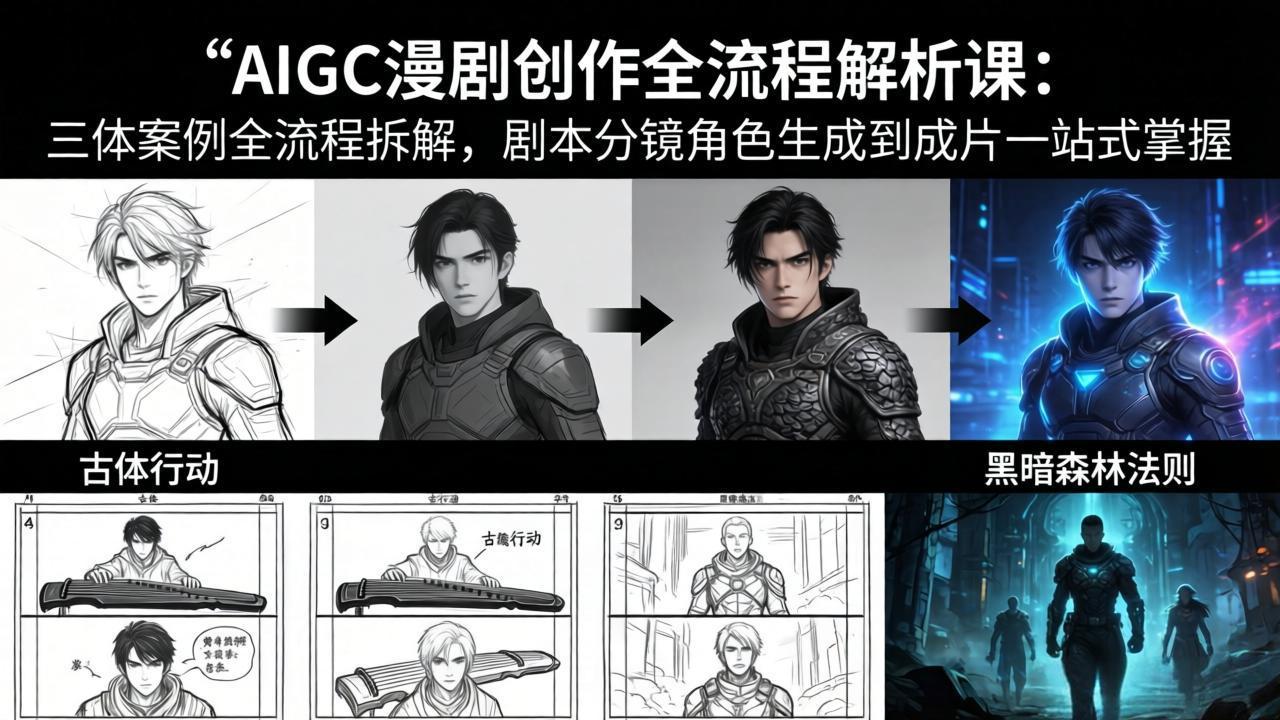 AIGC漫剧创作全流程解析课：三体案例全流程拆解，剧本分镜角色生成到成片一站式掌握-旺仔资源库