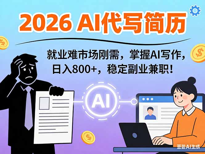 AI代写简历，超暴利，用万能模板月入1-3万实战教程，2026年市场刚需！-旺仔资源库