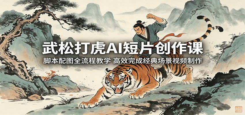 武松打虎AI短片创作课：脚本配图全流程教学，高效完成经典场景视频制作-旺仔资源库